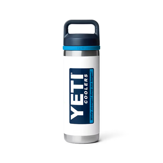 YETI RAMBLER 18 OZ BOTTLE CHUG CAP WHITE/BLUE | Yeti Market