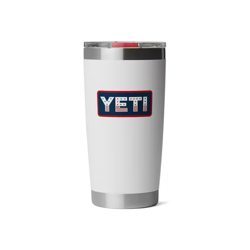 YETI RAMBLER 20 OZ TUMBLER WHITE BADGE | Yeti Market