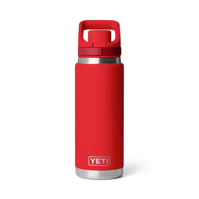 YETI RAMBLER 26 OZ  BOTTLE FLIP CHUG CAP RESCUE RED