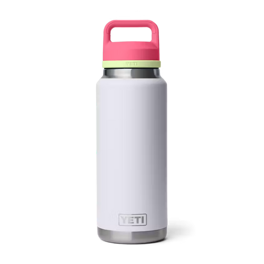 YETI RAMBLER BOTTLE 36 OZ CHUG CAP MIST/PINK/GRASSHOPPER  | Yeti Market