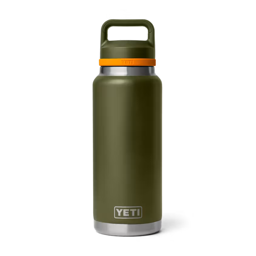 YETI RAMBLER BOTTLE 36 OZ CHUG CAP OLIVE/KING CRAB ORANGE | Yeti Market