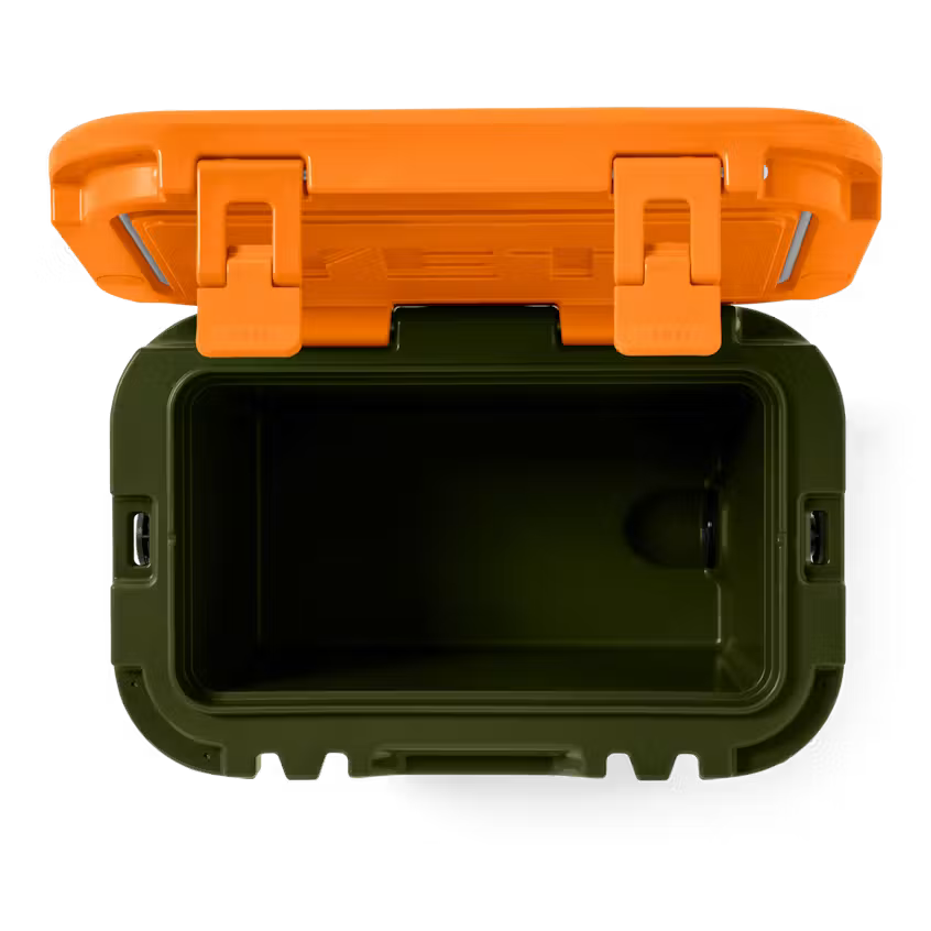 HIELERA RIGIDA YETI ROADIE 15 HARD COOLER - OLIVE/KING CRAB ORANGE