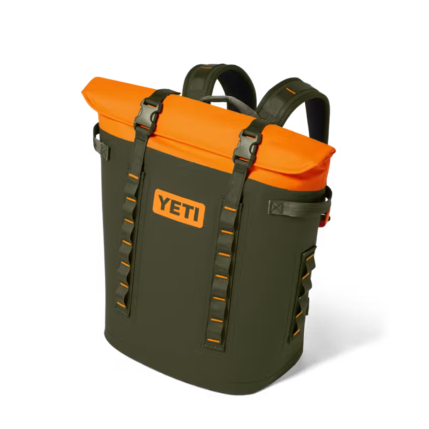 HIELERA SUAVE YETI HOPPER M20 SOFT BACKPACK COOLER - OLIVE/KING CRAB ORANGE