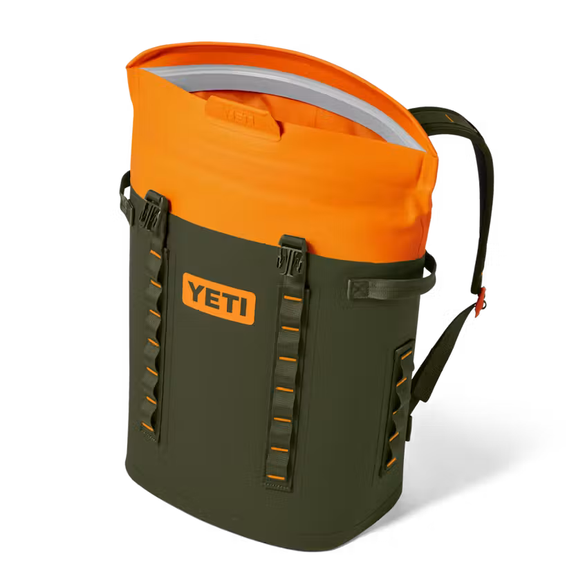HIELERA SUAVE YETI HOPPER M20 SOFT BACKPACK COOLER - OLIVE/KING CRAB ORANGE