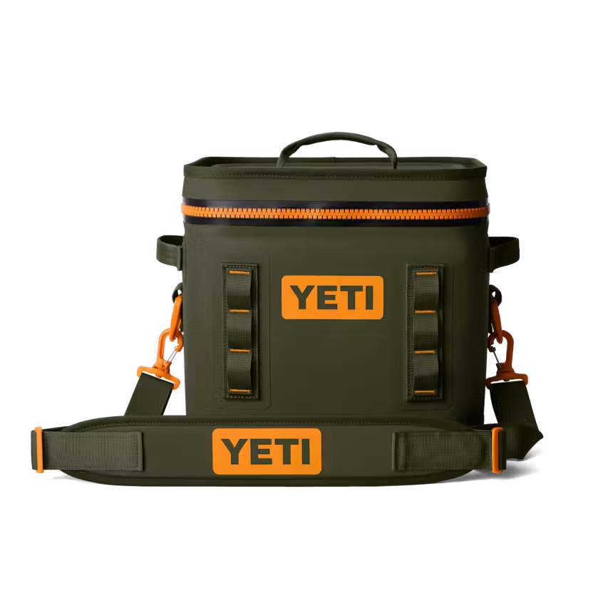 HIELERA SUAVE YETI HOPPER FLIP 12 SOFT COOLER - OLIVE/KING CRAB ORANGE